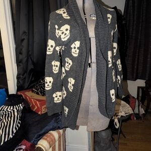 Skull Pattern Gray Cardigan